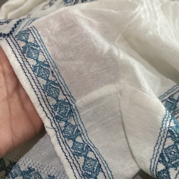 NWOT Star Mela Cotton Blue & White Embroidered Sleeveless Romper💙🤍💙 - Picture 10 of 14